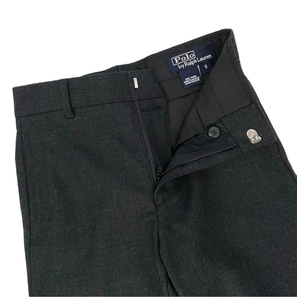 Polo Ralph Lauren Boys Dress Pants Size 5 Charcoal Gray Wool Unhemmed New NWT
